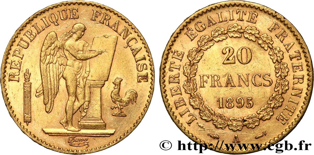 20 francs or Génie, IIIe République 1895 Paris F.533/19 fVZ 
