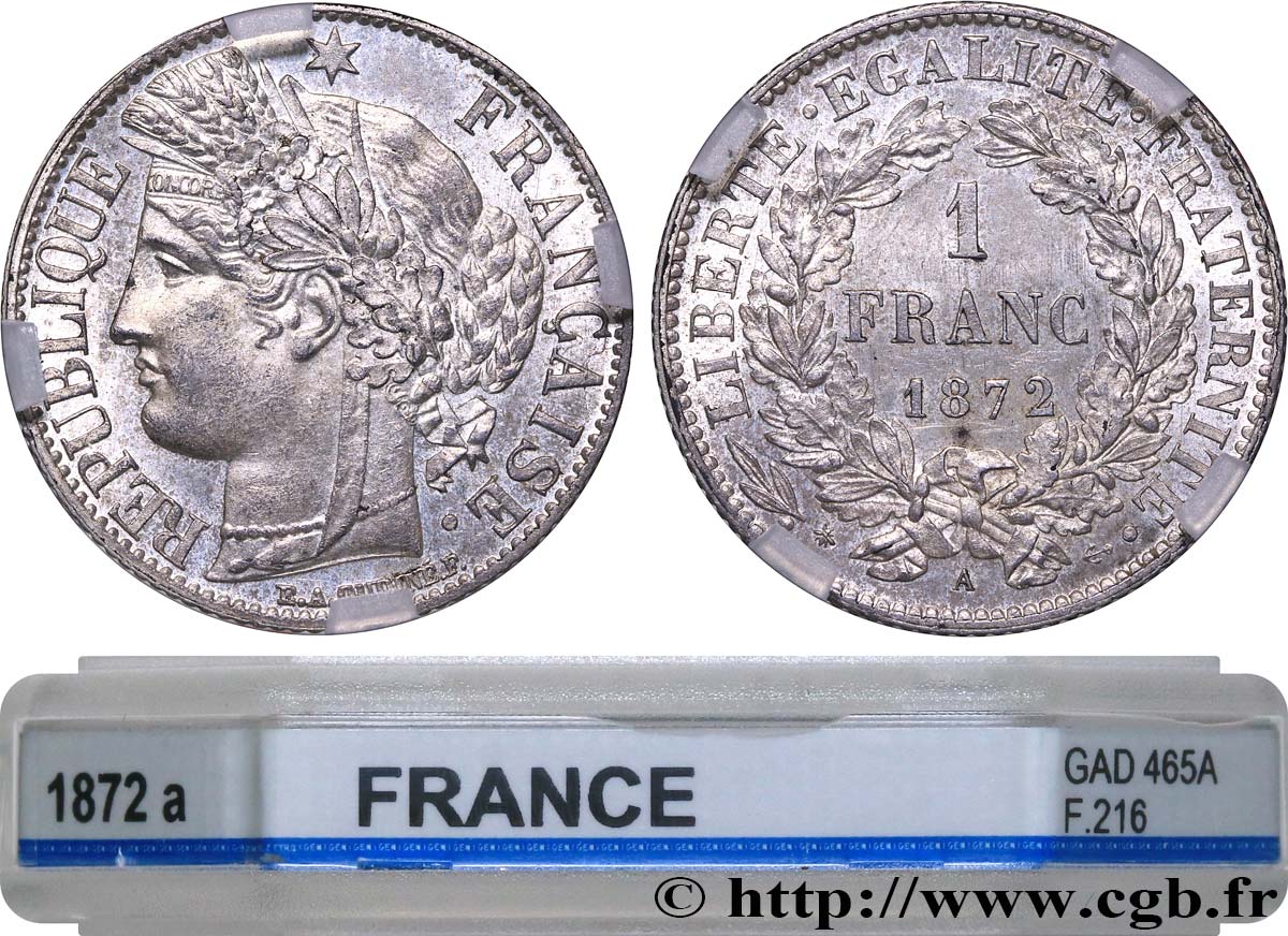 1 franc Cérès, IIIe République 1872 Paris F.216/5 SC63 GENI