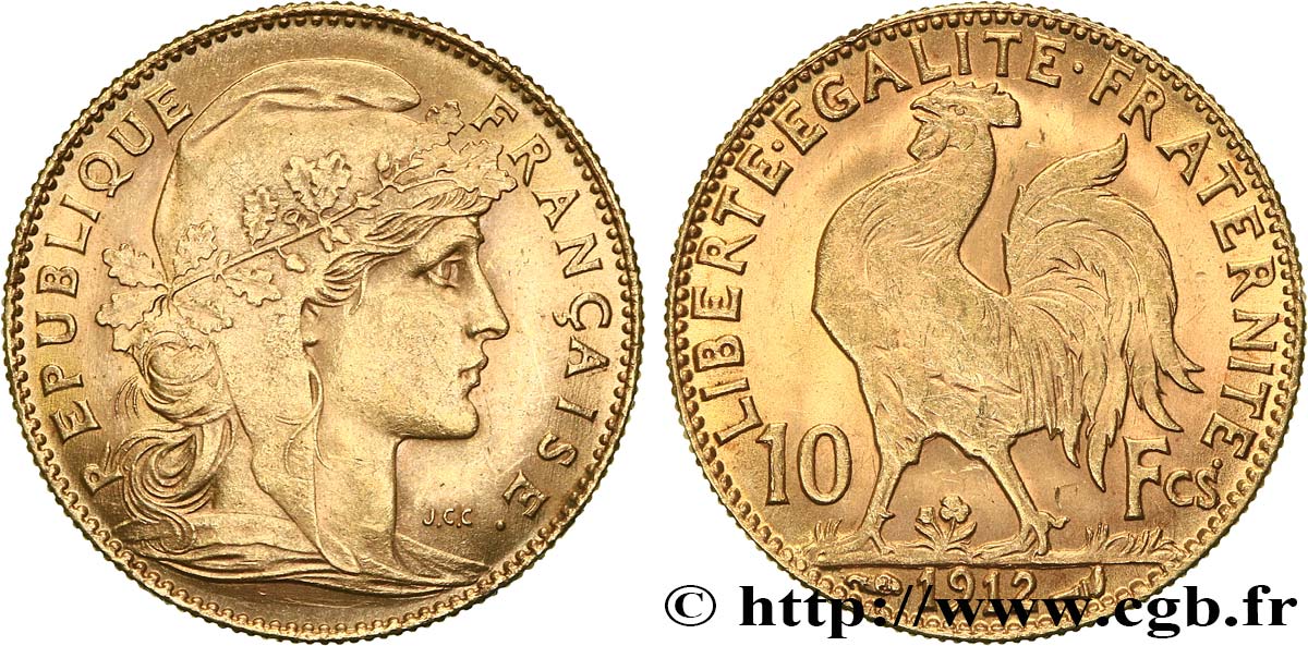 10 francs or Coq 1912 Paris F.509/13 TTB+ 