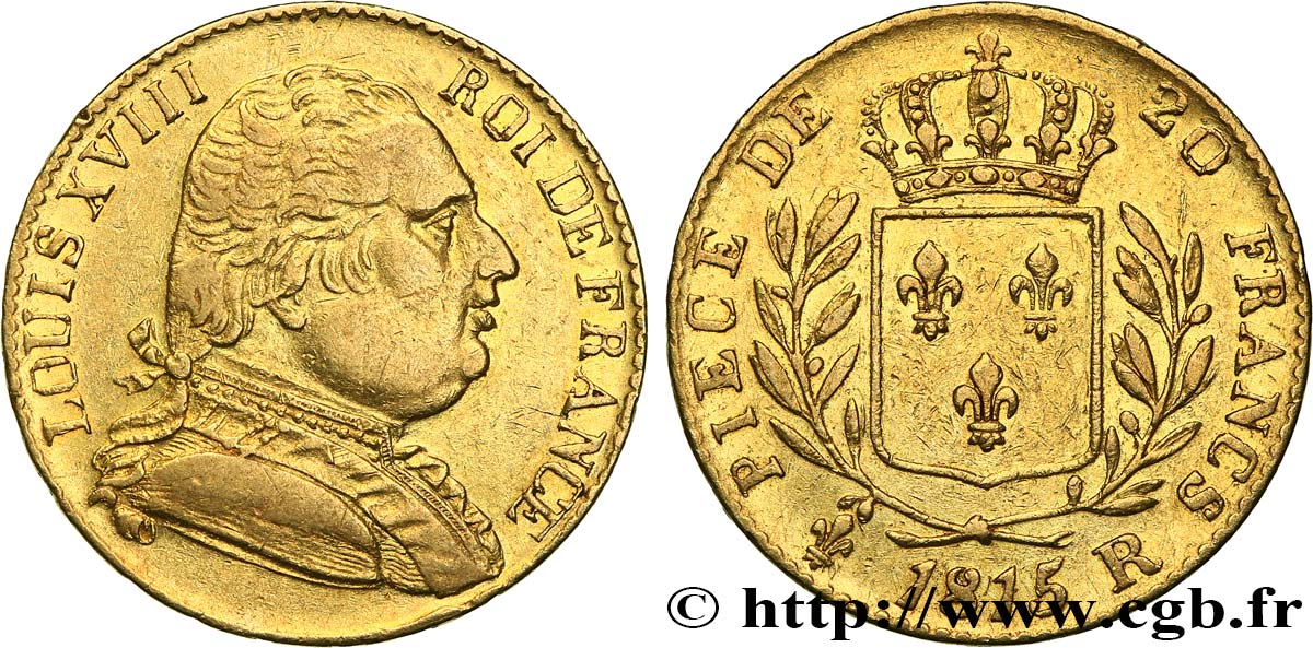 20 francs or Londres 1815 Londres F.518/1 BC+ 
