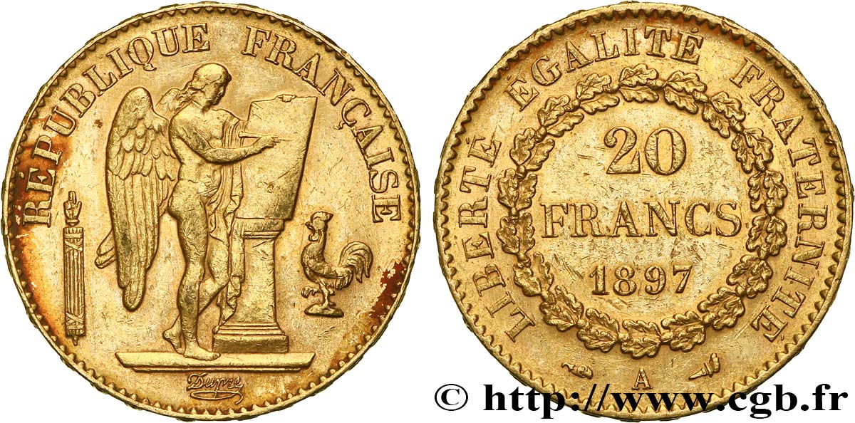 20 francs or Génie, Troisième République 1897 Paris F.533/22 fVZ 