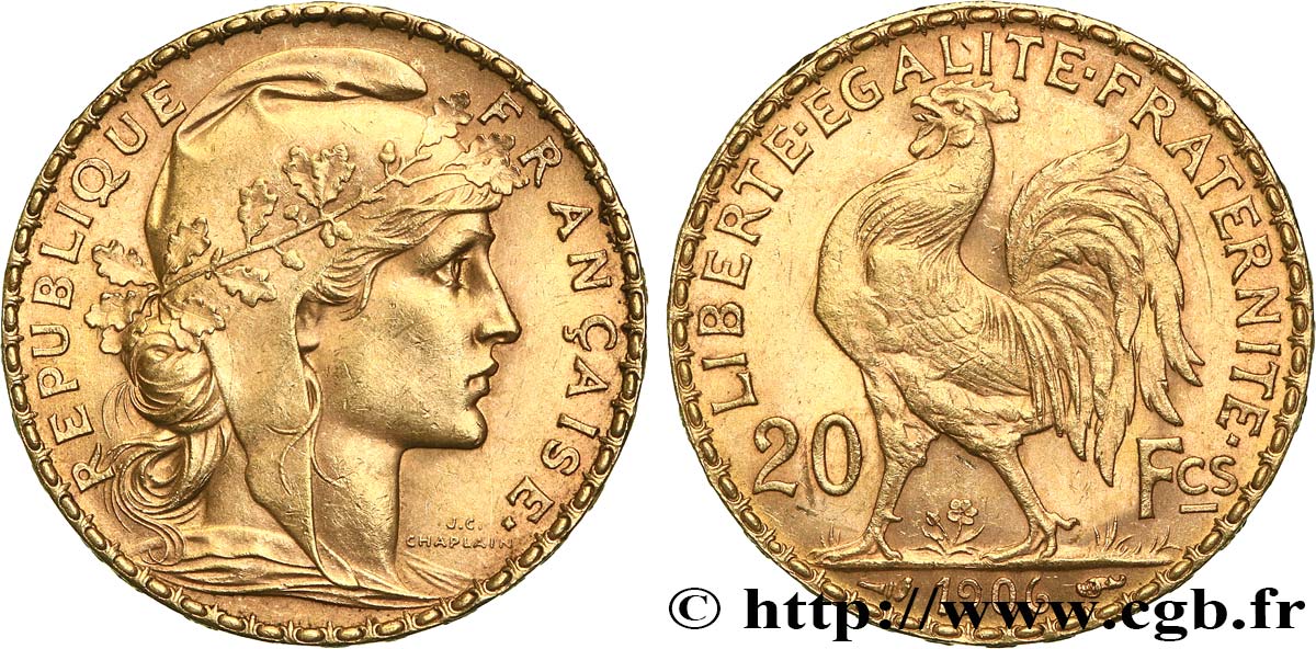 20 francs or Coq, Dieu protège la France 1906 Paris F.534/11 VZ 