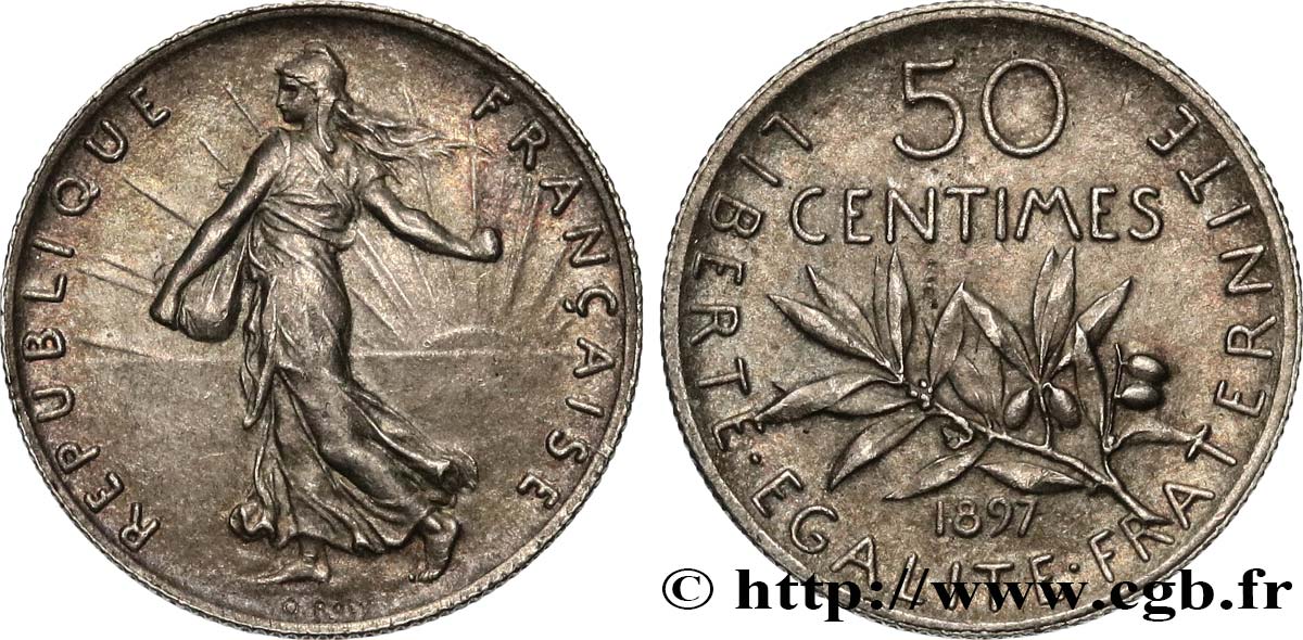 50 centimes Semeuse 1897 Paris F.190/1 AU50 