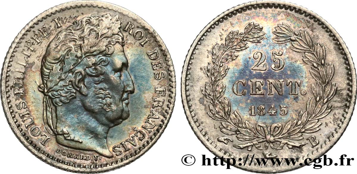 25 centimes Louis-Philippe 1845 Rouen F.167/1 AU 