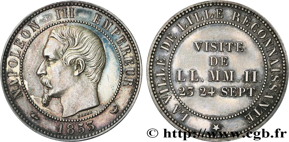 Module de dix centimes, Visite impériale à Lille les 23 et 24 septembre 1853 1853 Lille VG.3366  SPL+ 