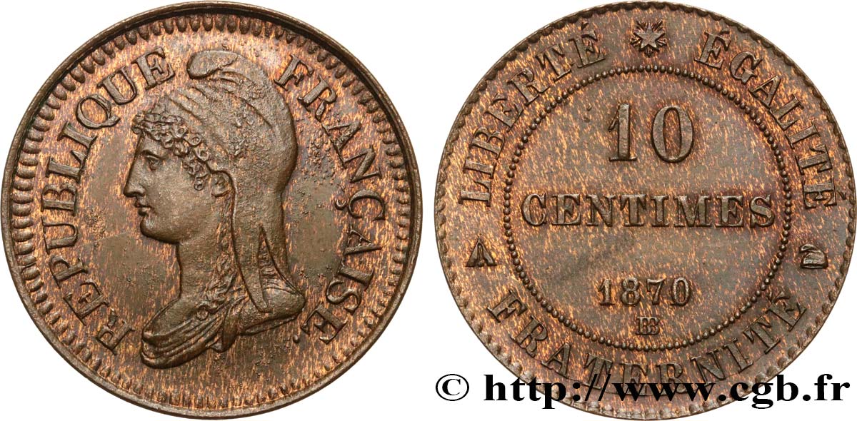 Essai de 10 centimes d’après Dupré 1870 Strasbourg GEM.23 8 SC63 