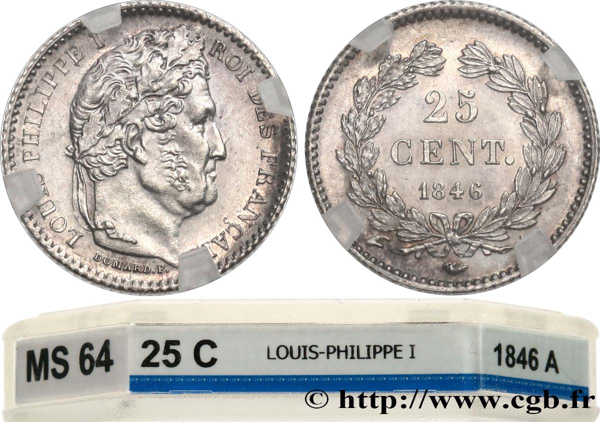 25 centimes Louis-Philippe 1846 Paris F.167/5 fST64 GENI