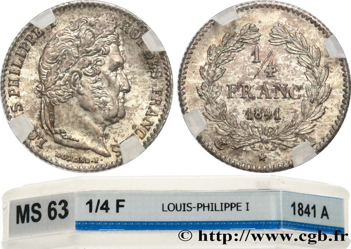 1/4 franc Louis-Philippe 1841 Paris F.166/85 fST63 GENI