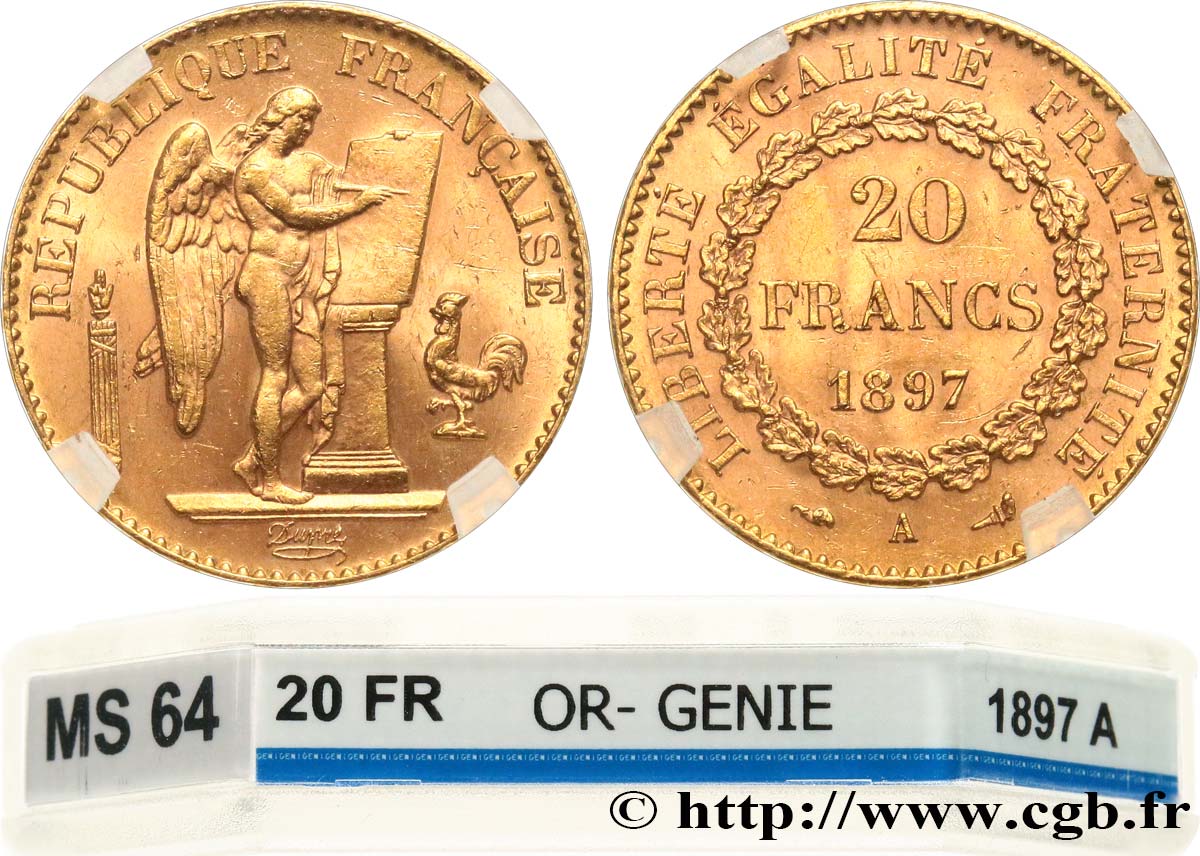 20 francs or Génie, Troisième République 1897 Paris F.533/22 SC64 GENI