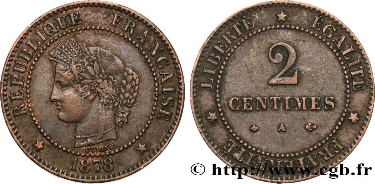 2 centimes Cérès 1878 Paris F.109/3 TTB45 