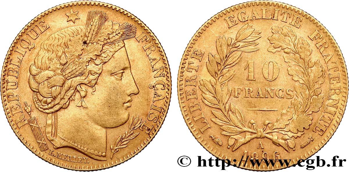 10 francs or Cérès, Troisième République 1896 Paris F.508/4 TTB50 