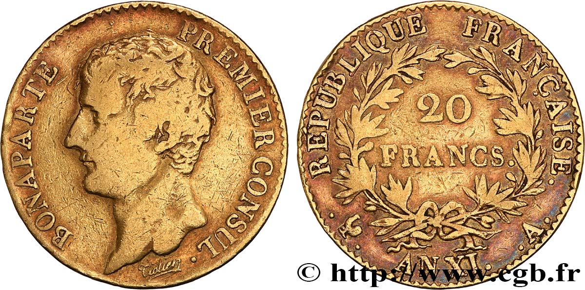 20 francs or Bonaparte Premier Consul 1803 Paris F.510/1 TB25 