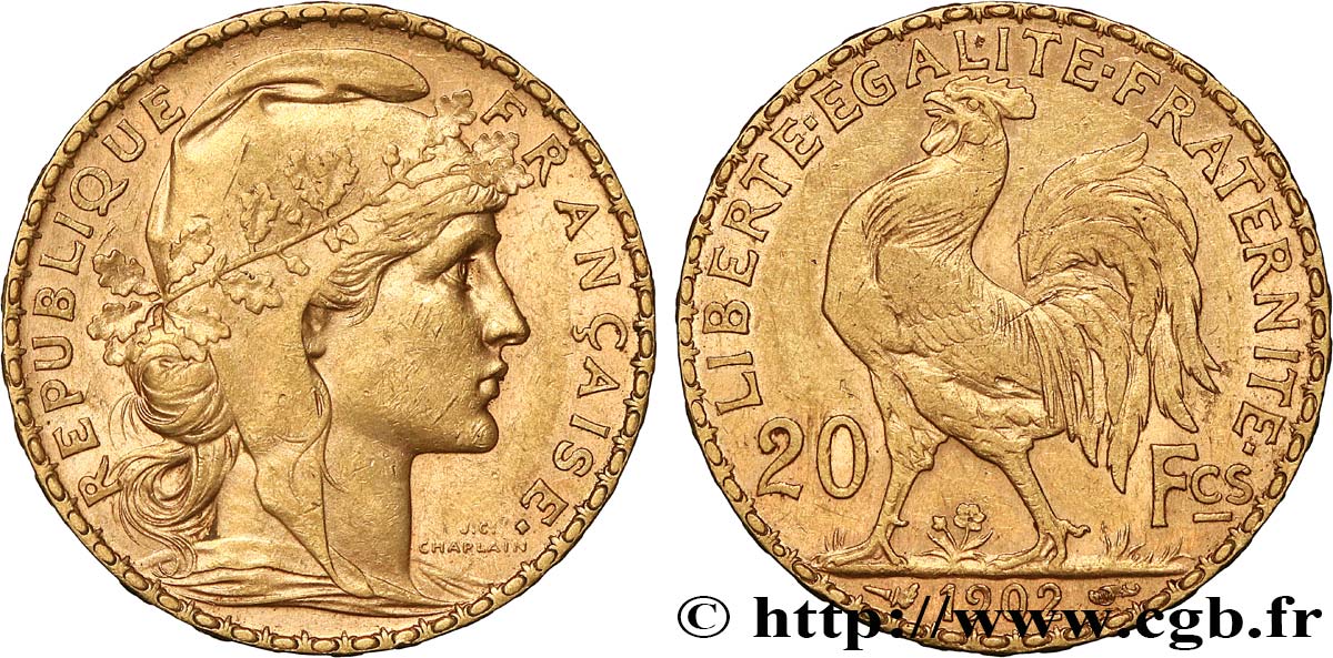 20 francs or Coq, Dieu protège la France 1902 Paris F.534/7 MBC+ 