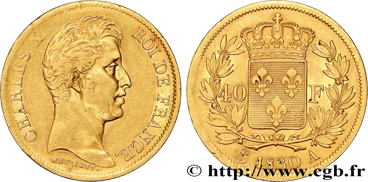 40 francs or Charles X, 2e type 1830 Paris F.544/5 BB 