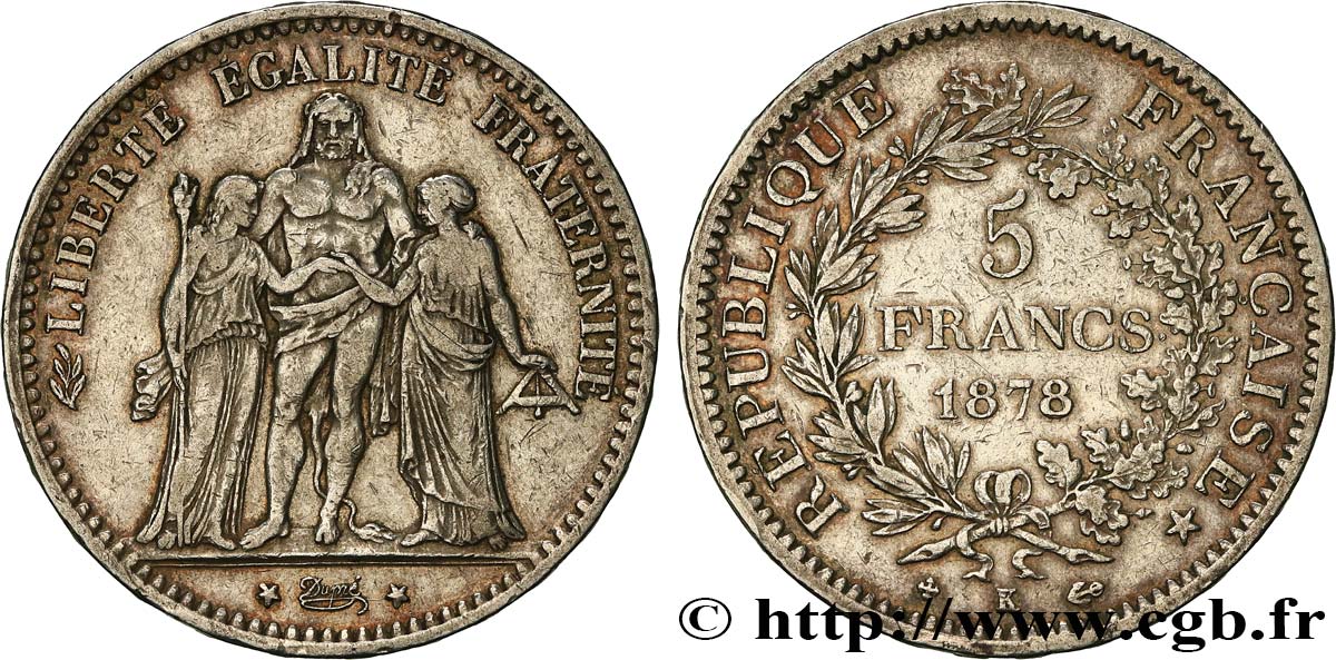 5 francs Hercule 1878 Bordeaux F.334/23 VF 