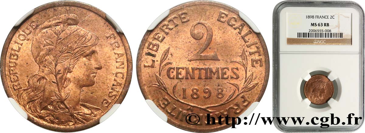 2 centimes Daniel-Dupuis 1898 Paris F.110/1 SPL63 NGC