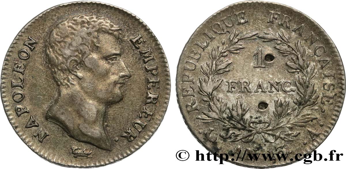 1 franc Napoléon Empereur, Calendrier révolutionnaire 1805 Paris F.201/14 TTB 