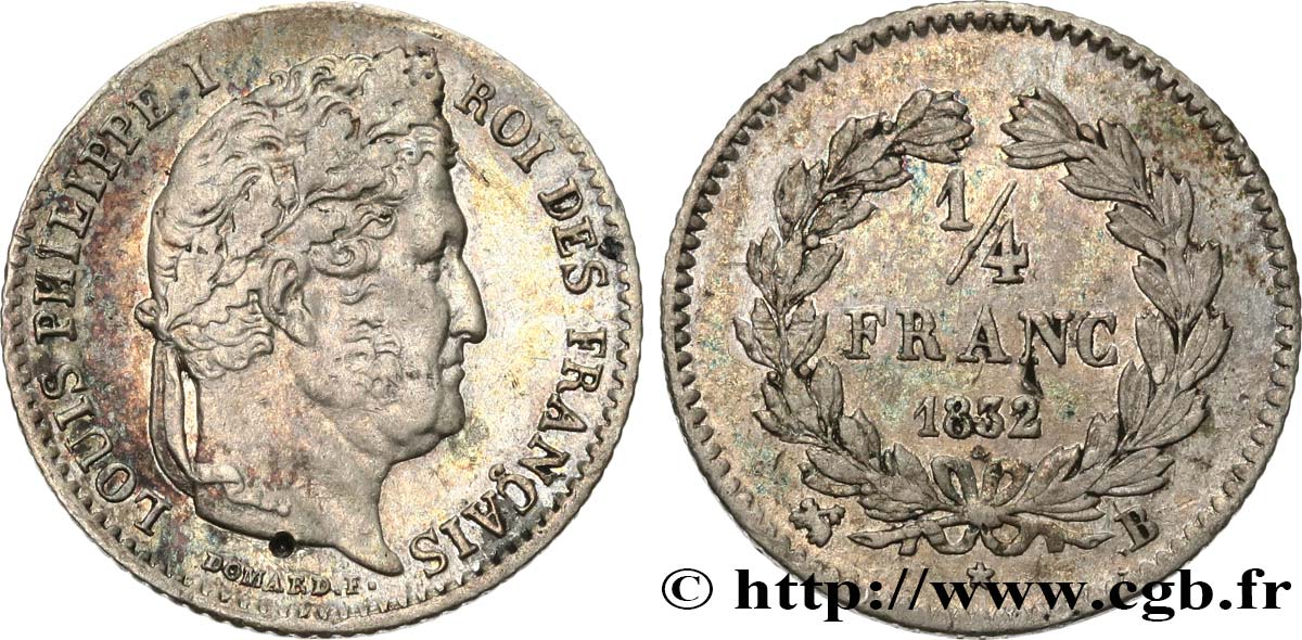 1/4 franc Louis-Philippe 1832 Rouen F.166/15 MBC+ 