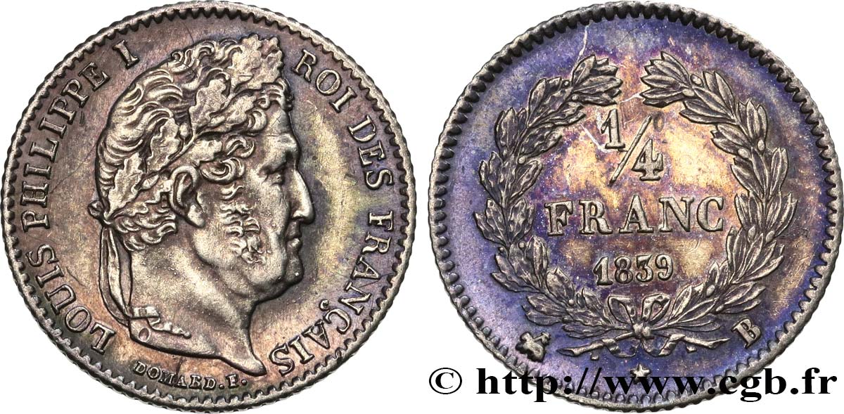 1/4 franc Louis-Philippe 1839 Rouen F.166/75 TTB53 