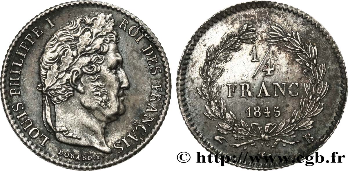 1/4 franc Louis-Philippe 1845 Rouen F.166/103 VZ62 
