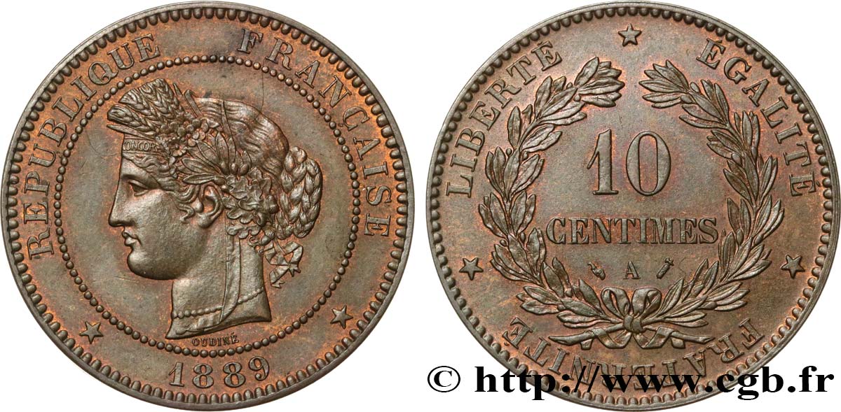 10 centimes Cérès 1889 Paris F.135/34 SPL58 