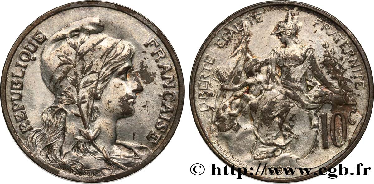 10 centimes Daniel-Dupuis, argenté 1898  F.136/5 var. SUP 