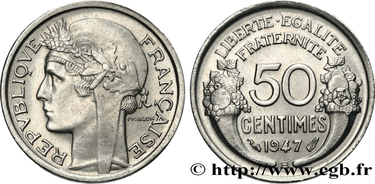 50 centimes Morlon, légère 1947 Beaumont-le-Roger F.194/11 MS63 