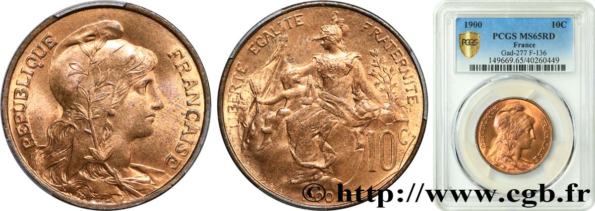 10 centimes Daniel-Dupuis 1900  F.136/8 FDC65 PCGS