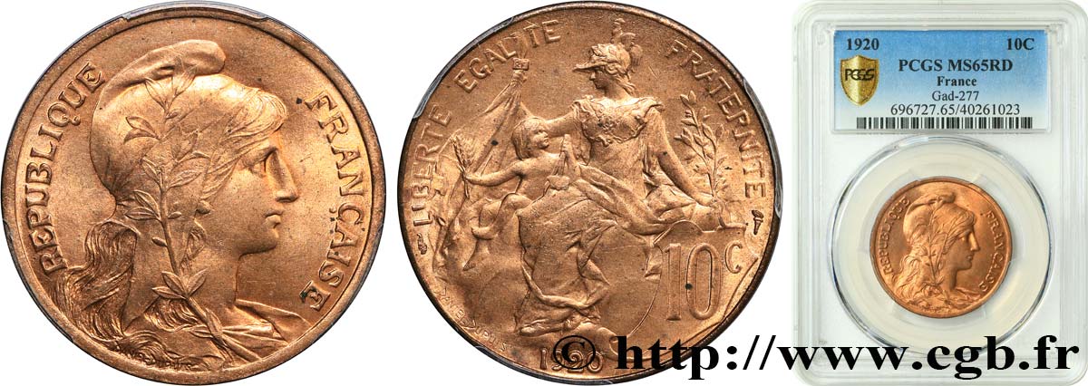 10 centimes Daniel-Dupuis 1920  F.136/29 FDC65 PCGS