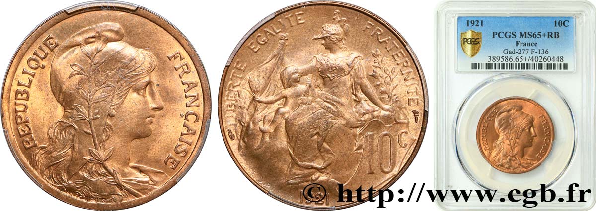 10 centimes Daniel-Dupuis 1921  F.136/30 ST65 PCGS