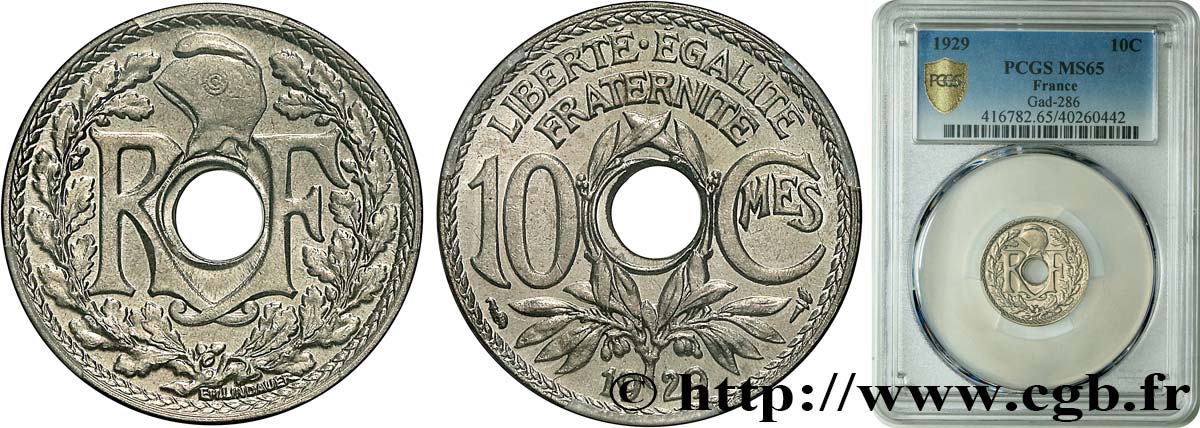 10 centimes Lindauer 1929  F.138/16 MS65 PCGS