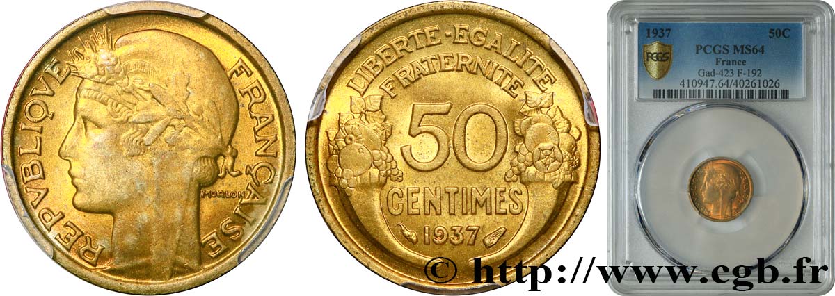 50 centimes Morlon 1937  F.192/13 SPL64 PCGS
