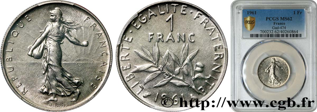 1 franc Semeuse, nickel 1961 Paris F.226/6 EBC62 PCGS