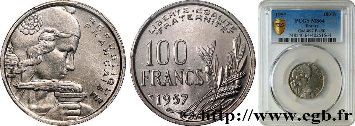 100 francs Cochet 1957  F.450/10 fST64 PCGS