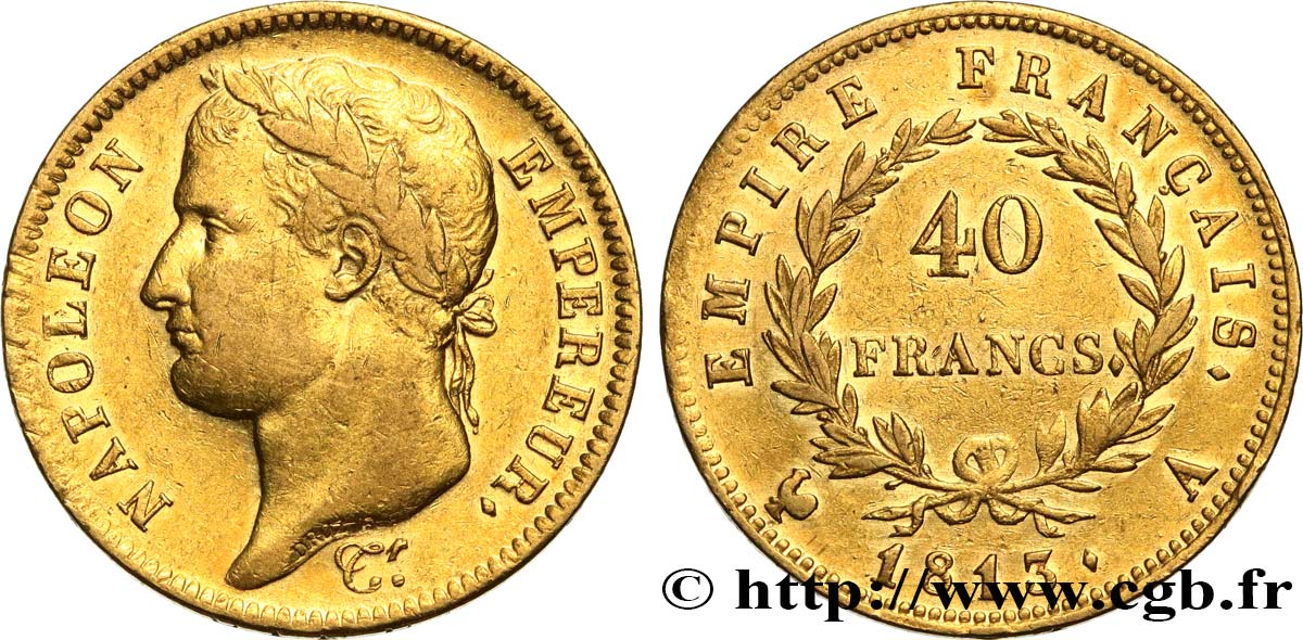 40 francs Napoléon tête laurée, Empire français 1813 Paris F.541/11 BB 
