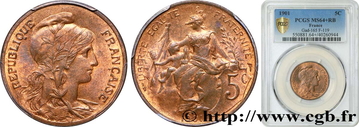 5 centimes Daniel-Dupuis 1901  F.119/11 MS64 PCGS