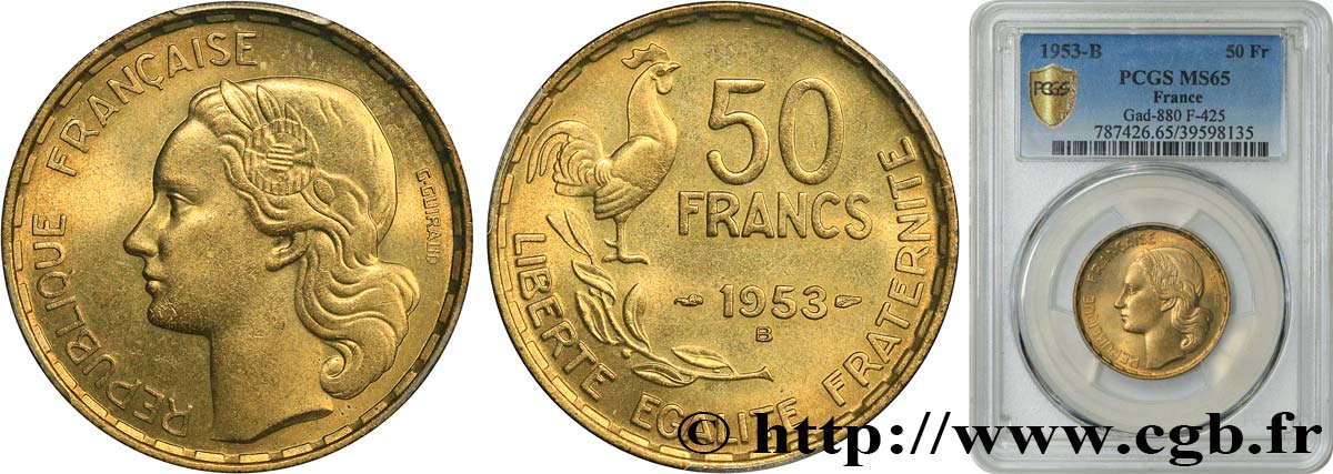 50 francs Guiraud 1953 Beaumont-le-Roger F.425/11 MS65 PCGS