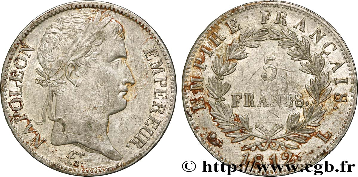 5 francs Napoléon Empereur, Empire français 1812 Bayonne F.307/48 fVZ 
