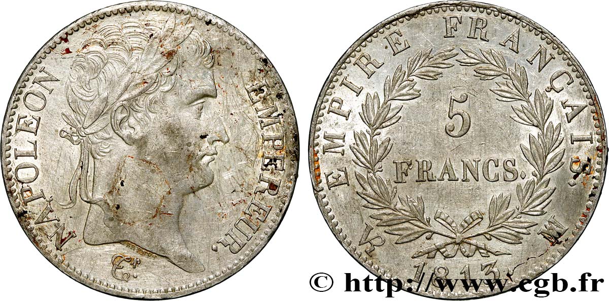 5 francs Napoléon Empereur, Empire français 1813 Marseille F.307/69 TTB+ 
