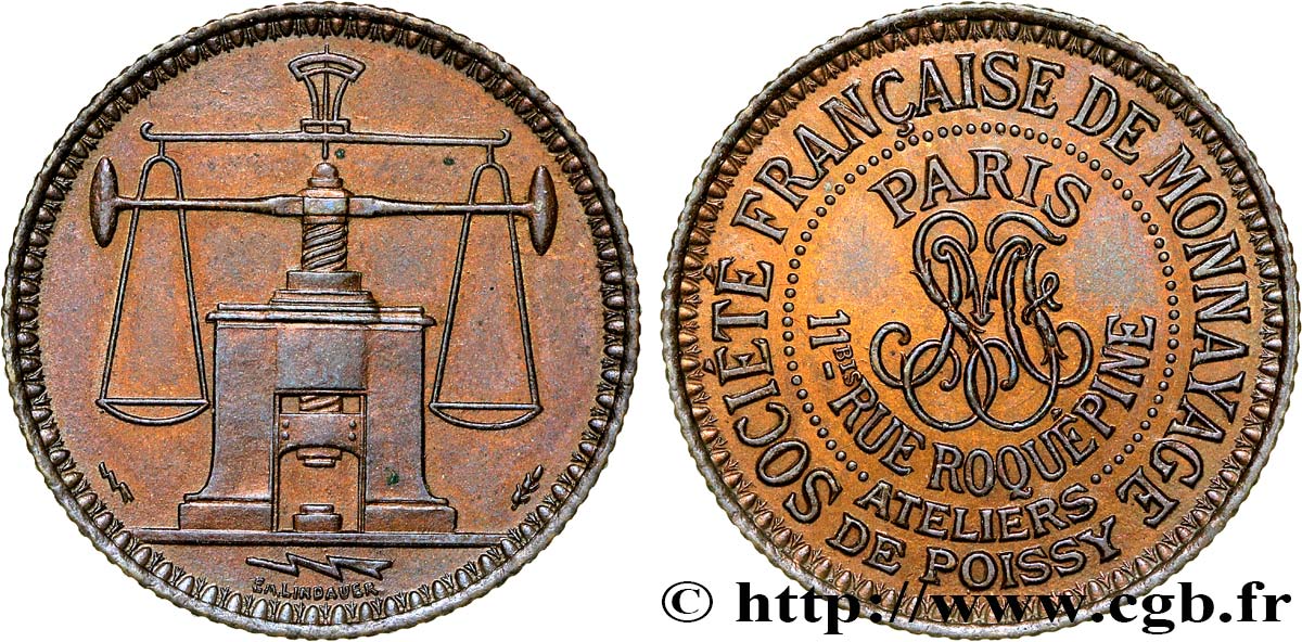 Essai de monnayage de Poissy, bronze n.d. Poissy GEM.264 5 SPL62 