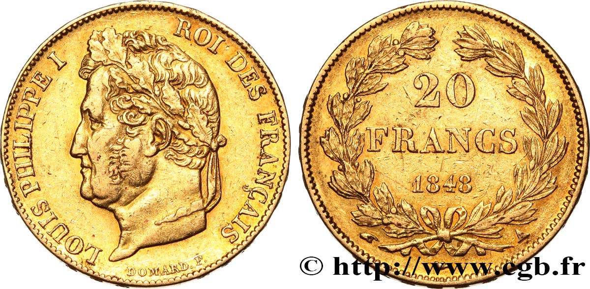 20 francs or Louis-Philippe, Domard 1848 Paris F.527/38 SS 