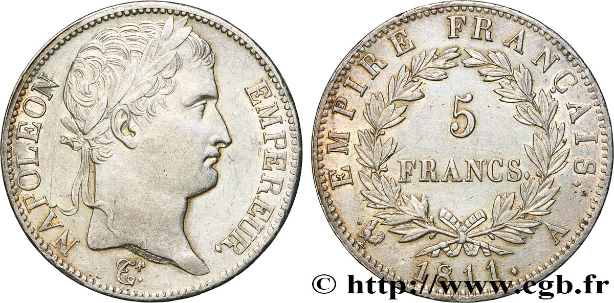 5 francs Napoléon Empereur, Empire français 1811 Paris F.307/27 VZ 