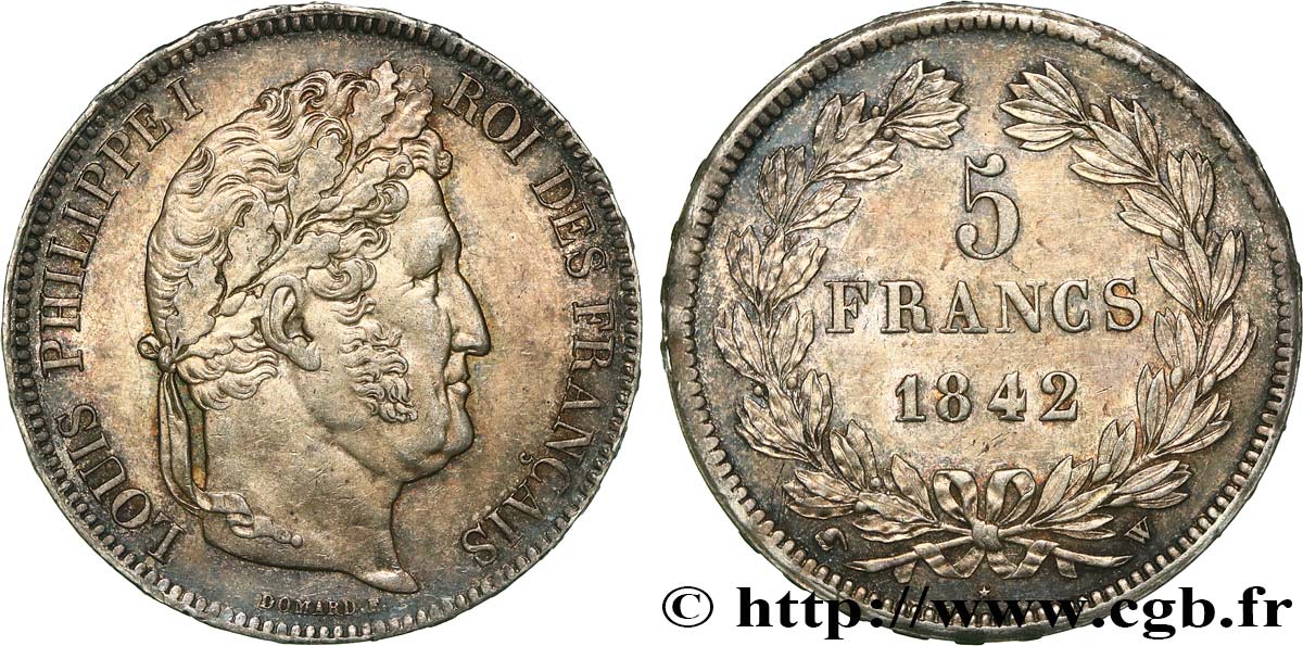 5 francs IIe type Domard 1842 Lille F.324/99 AU 