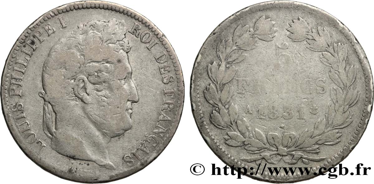 5 francs Ier type Domard, tranche en relief 1831 Paris F.320/1 F15 