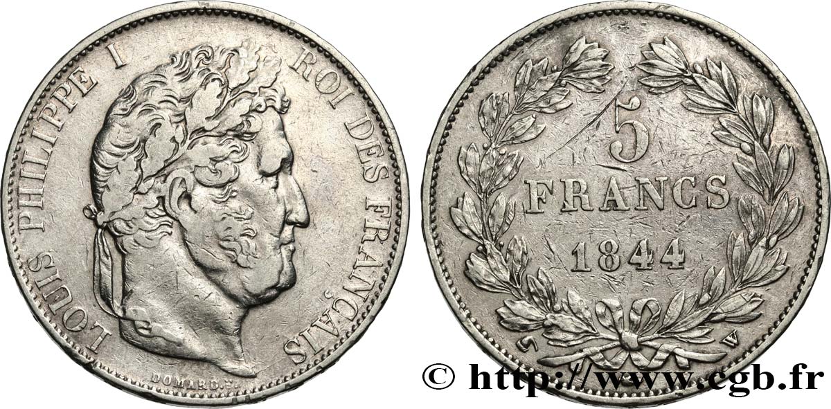 5 francs IIIe type Domard 1844 Lille F.325/5 TB+ 