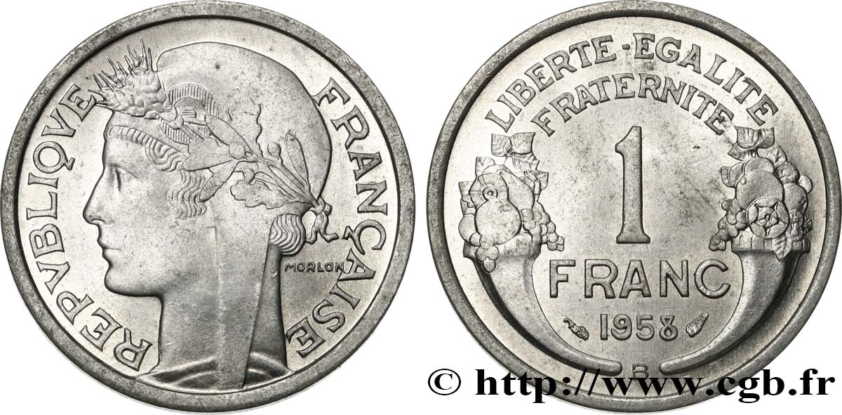 1 franc Morlon, légère 1958 Beaumont-Le-Roger F.221/22 SPL55 