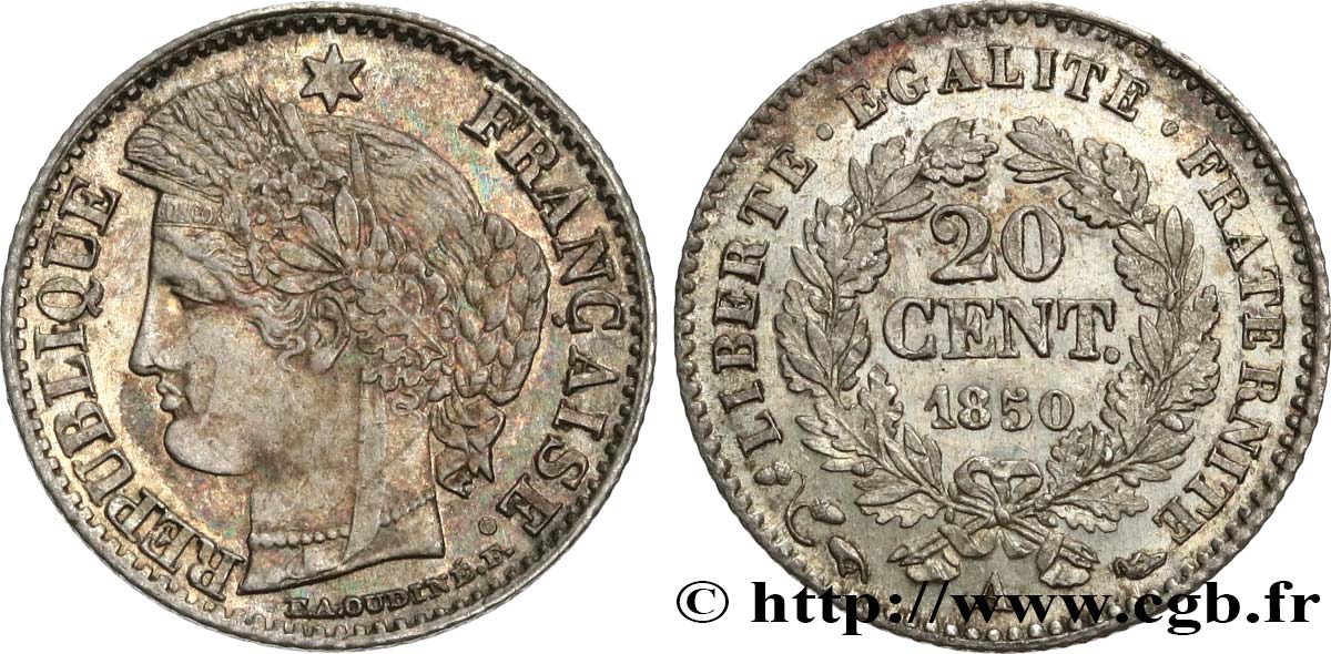 20 centimes Cérès, IIe République 1850 Paris F.146/3 SS50 