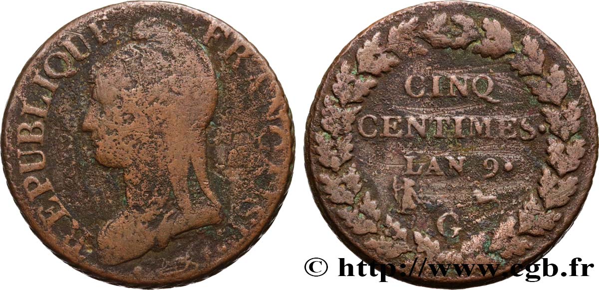 Cinq centimes Dupré, grand module 1801 Genève F.115/158 BC 