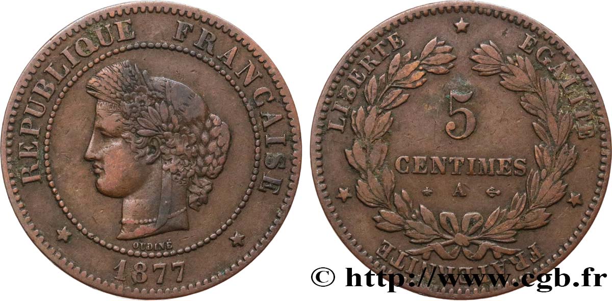 5 centimes Cérès 1877 Paris F.118/15 BC35 
