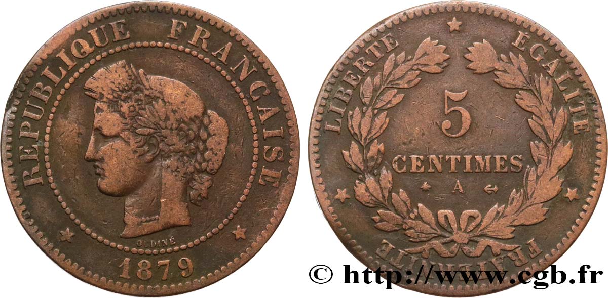 5 centimes Cérès 1879 Paris F.118/20 TB 